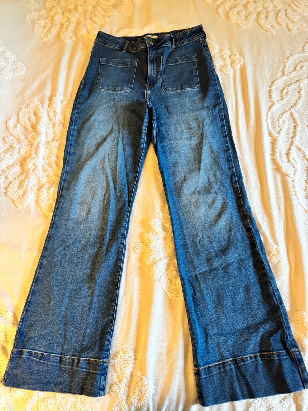 bagatelle Dark Blue Wide-Leg Jeans with Patch Pockets